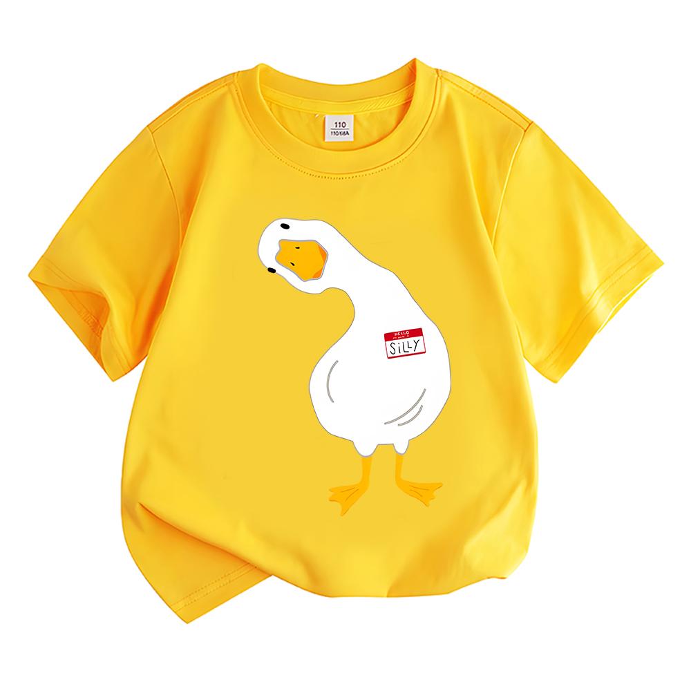 Funny Cartoon Quack Duck Printing Children T-shirt Summer Leisure Duck Kids Tshirt Soft Cotton Boys Girls Short Sleeve Tshirt