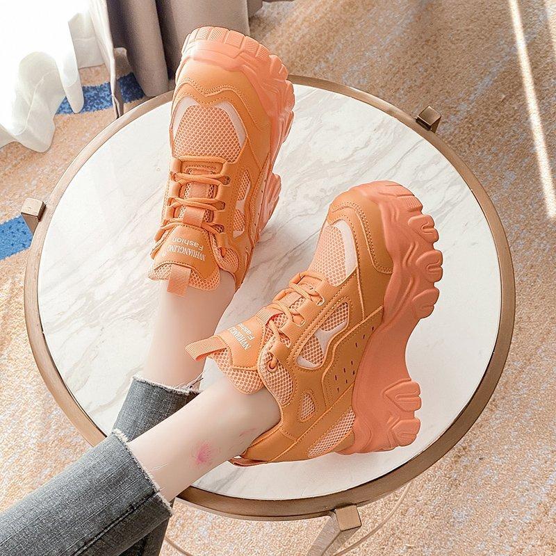 Modische Plateau-Sneaker für Damen Klobige Schuhe Marke Mode Walking-Trainer 10cm Hoch Freizeitschuhe Frau Schnürung Vulkanisierte Schuhehj9