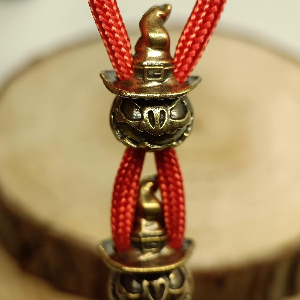 Pumpkin Wizard Brass Knife Beads EDC DIY Paracord Woven Bracelets Lanyard Key Chain Pendants Accessories Outdoor Tool