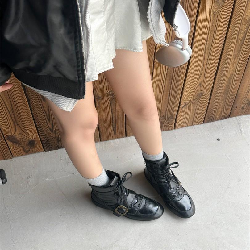 Höhenvergrößernde Boxstiefel Damen modische Schnürung runde Zehenpartie Plateau Maillardbraun Retro-Riemen mittelhohe Schaftweite kurze Stiefel