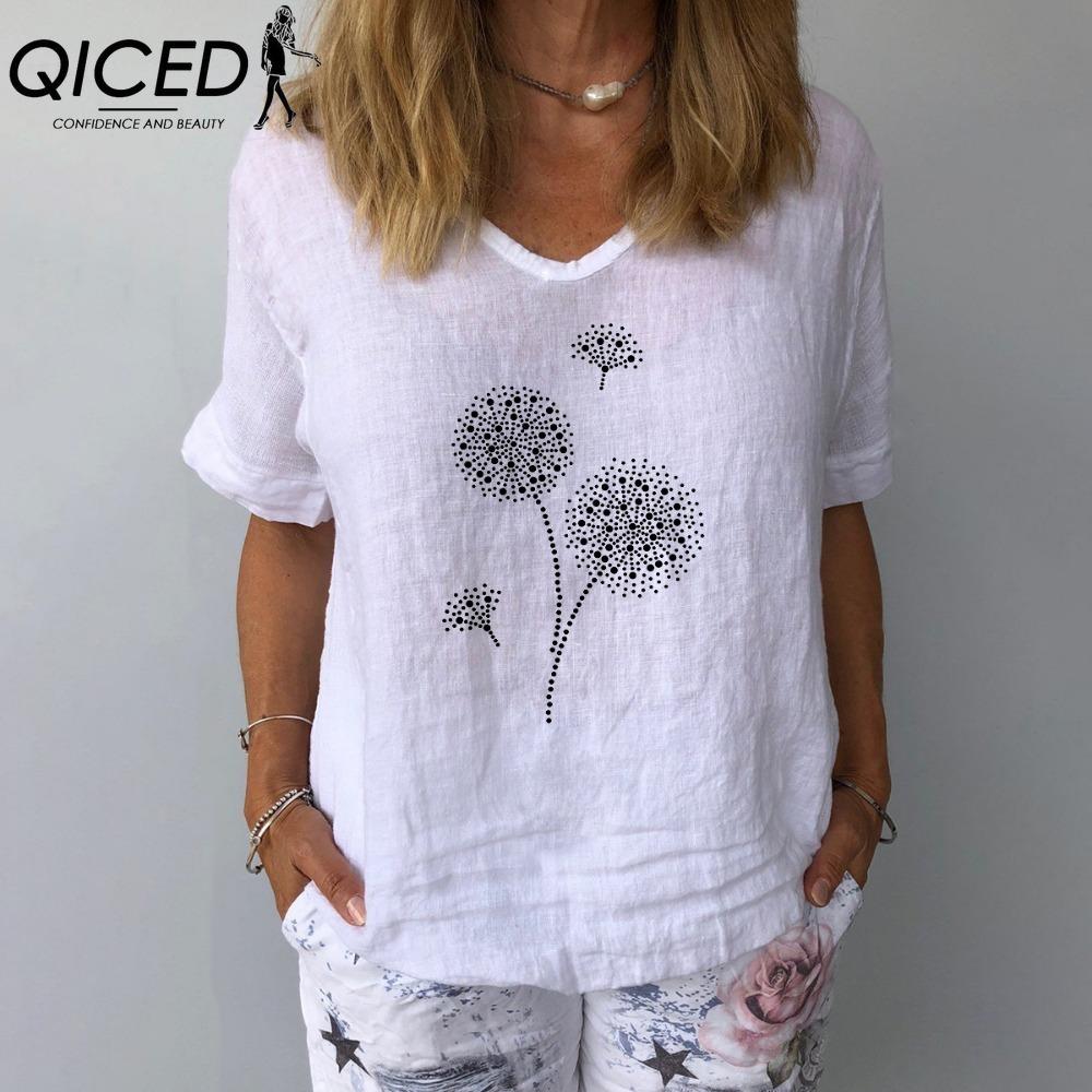 

QICED Women s Fashion Casual Short Sleeve O Neck Blouses & Shirts S білий