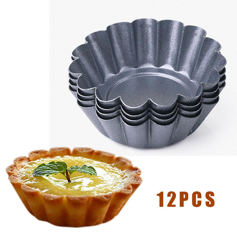 12pcs/set Brioche Mold Egg Tart Baking Mould Carbon Steel Non Stick Pan