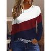 T-shirt da Donna Stampa Grafica Geometrica a Strisce Moda Vintage Elegante Manica Lunga Girocollo Collo Rotondo Top Regular