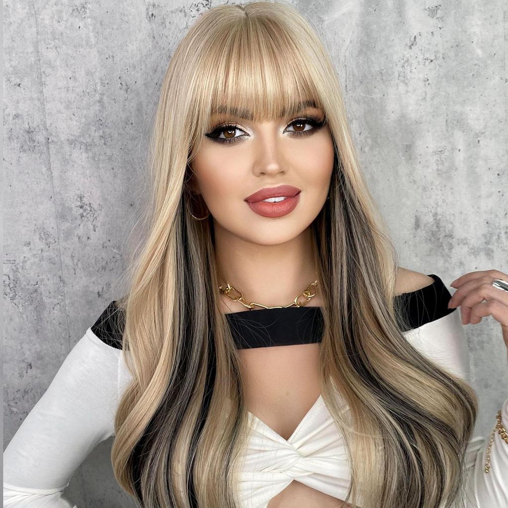 Women's 62cm Hair Simulation Hair Long Hair Straight Hair Rose Hair Net Headwear Full Head Cover Natural and Realistic Wig
