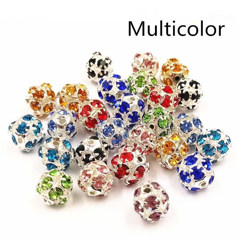 

10 шт./лот круглые стразы шарики бусины для изготовления ювелирных изделий браслет ожерелье(3 размера, 12 цветов) 6 mm