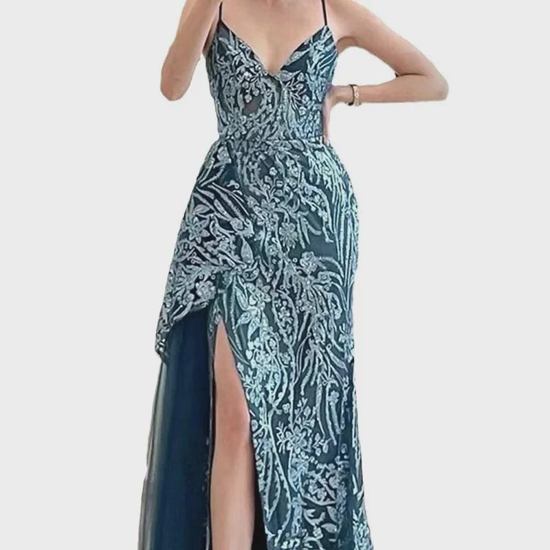 Vestido de Noche Floral 3D Europeo y Americano 2025 - Vestido Largo, Elegante, Adelgazante