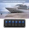 12 24V 6 Gang Rocker Switch Panel for Car RV Boat Yacht Marine Blue LED