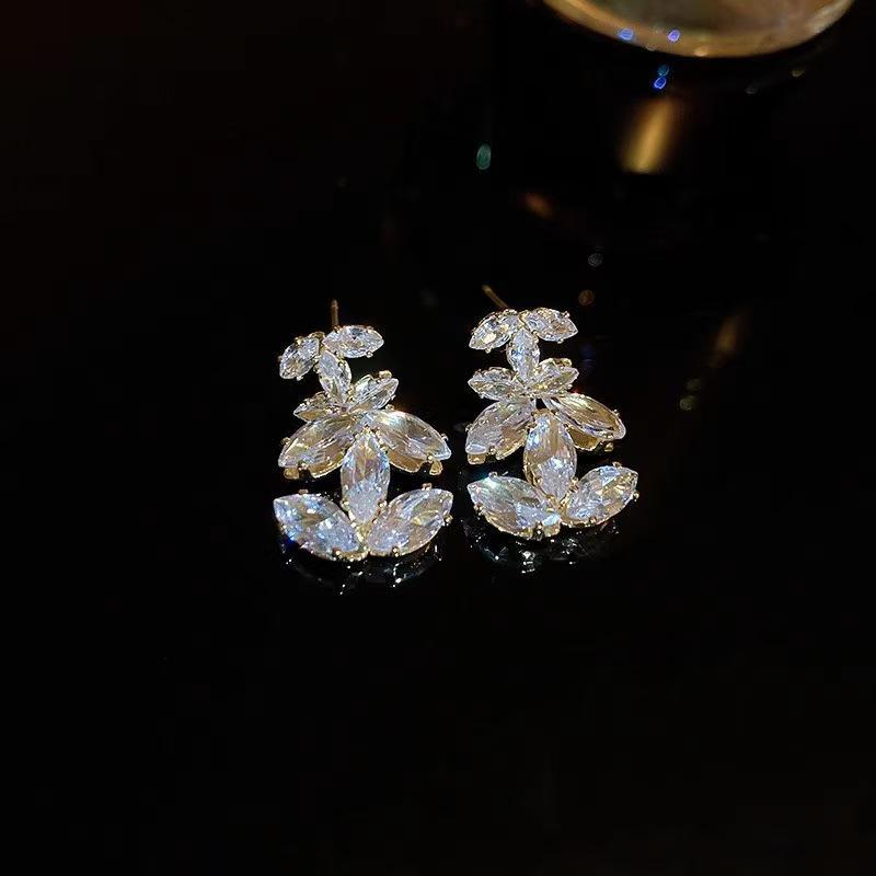 Elegant Light Luxury Zircon Earrings - Shiny, Versatile, Fashionable Jewelry for Women