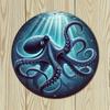 Vintage Deep Sea Blue Octopus Metal Tin Sign 7.8 Inch Wall Art Home Decor