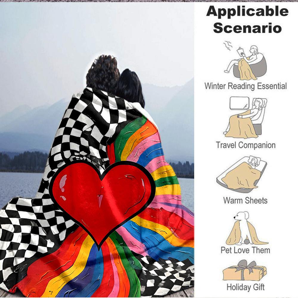1pc Heartbeat, Rainbow Wave Blanket Warm, Cozy, And Soft, Suitable for Sofas, Beds, Cars, And Office Use.Perfect for Camping And Travel, Making It a G
