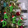Green Elf Style 26 Letters Christmas Tree Hanging Ornaments DIY Craft Gift Tag Merry Christmas Decoration for Home 2026 New Year
