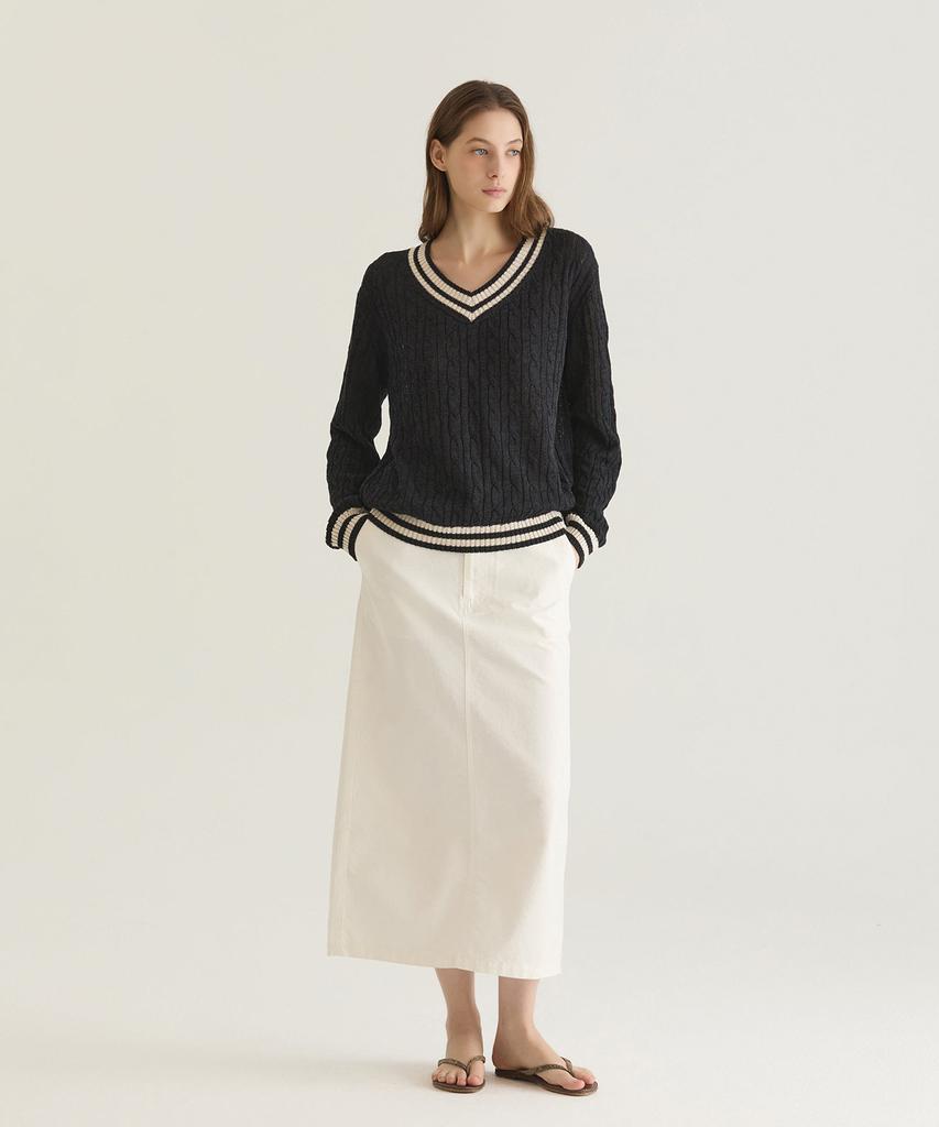 Oteumilkape Straight Cotton Skirt - White