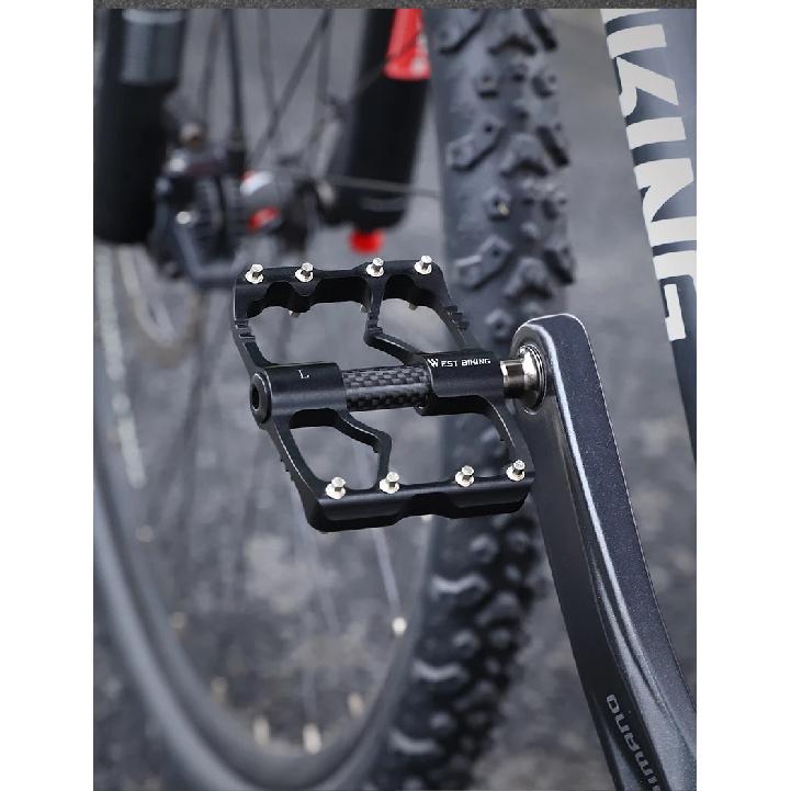 WEST BIKING Carbon Fiber Tube Bicycle Pedals MTB BMX Road Bike Cycling Footrest Lightweight CNC Aluminum Alloy 3 Bearings Pedal