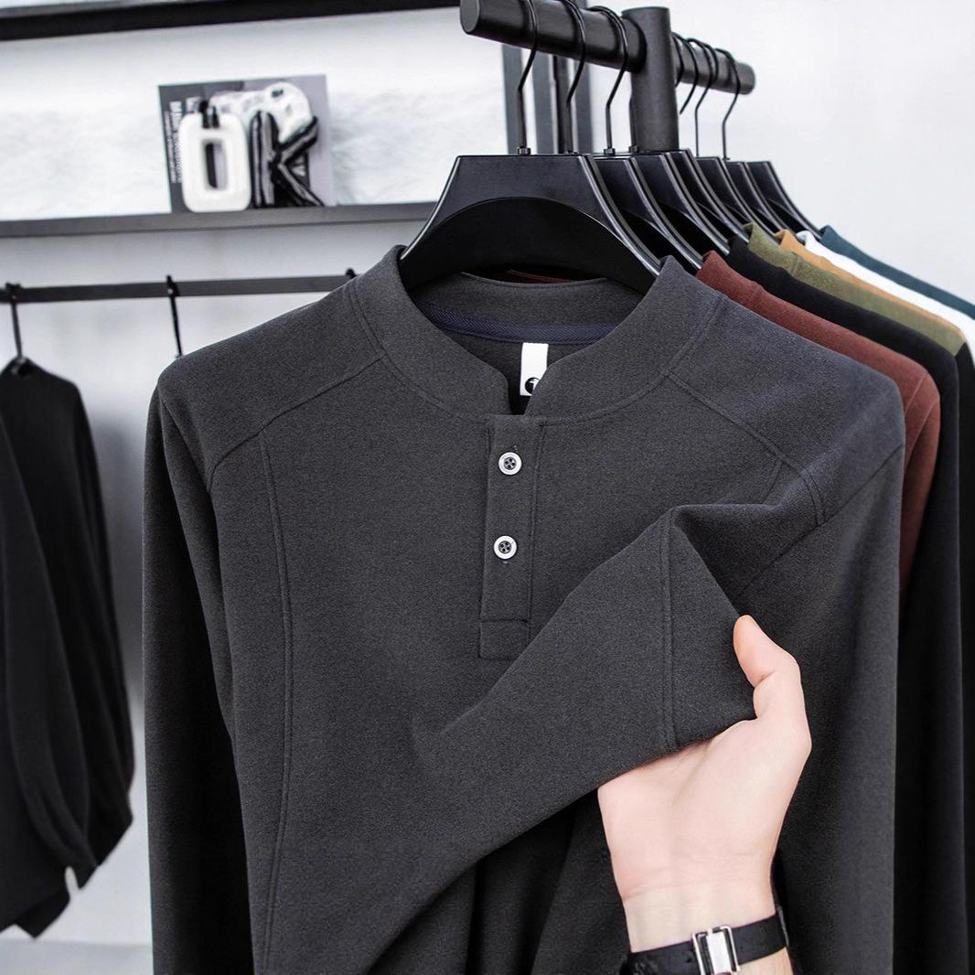 Men s Slim Fit Stand-Up Collar Velvet Base Layer Long-Sleeve Hoodie for Autumn/Winter. 4XL