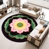 Lotus-Round Rug – Easy-Clean Meditation  Living Room Decor Rug with Chinese Floral Motif