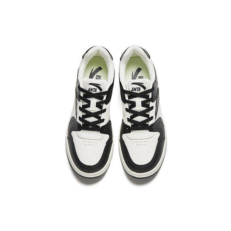 Anta First Year Abrasion Resistant Height Increasing Low top Skateboard Shoes Women's Black White 922628068F-4