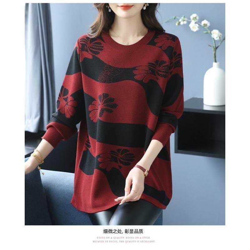 Maminčin nový módní podzimní zimní svetr spodní díl střední délky cizího stylu volný plus top