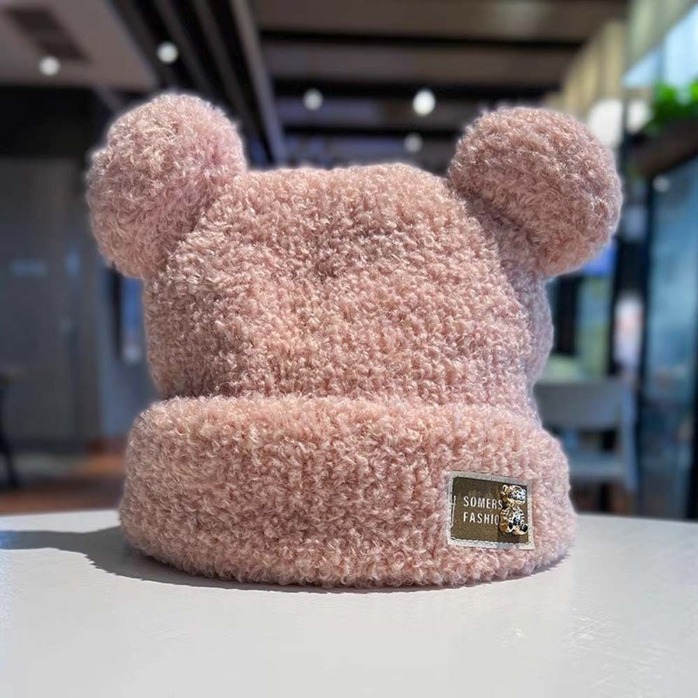 Cartoon Cat Ear Skullies Bear Ear Winter Cap Ins Plush Bear Beanies  Streetwear