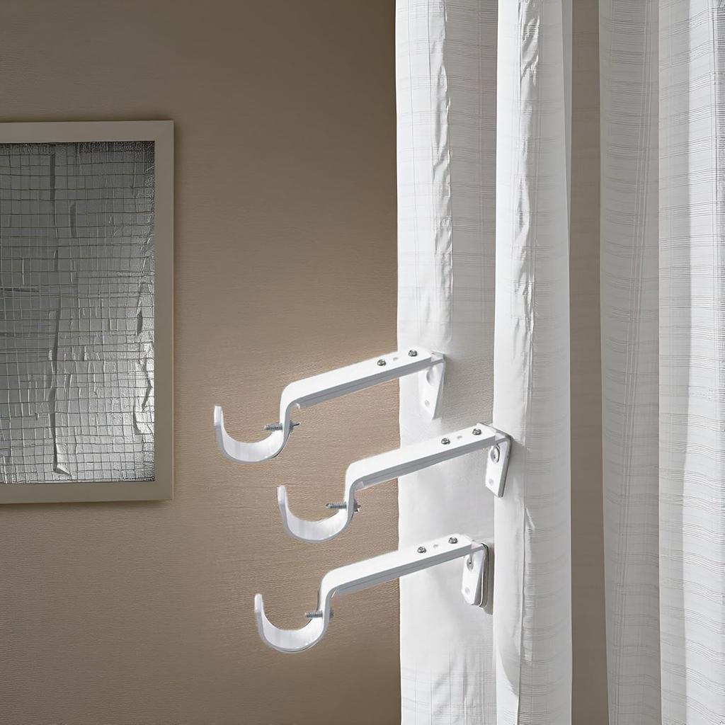Curtain Rod Brackets Heavy Duty Drapery Hardware Adjustable Curtain Rod Holders Black for 7/8 or 1 Inch Rods, Set of 3 (Black, Fits Rods Up To 1