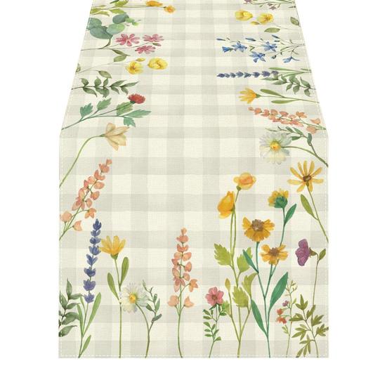 Jarní květinový běhoun s kvetoucími květinami, stolní prádlo, tulipán, pratelný ubrus pro domácí, farmářské, večeře, dekorace