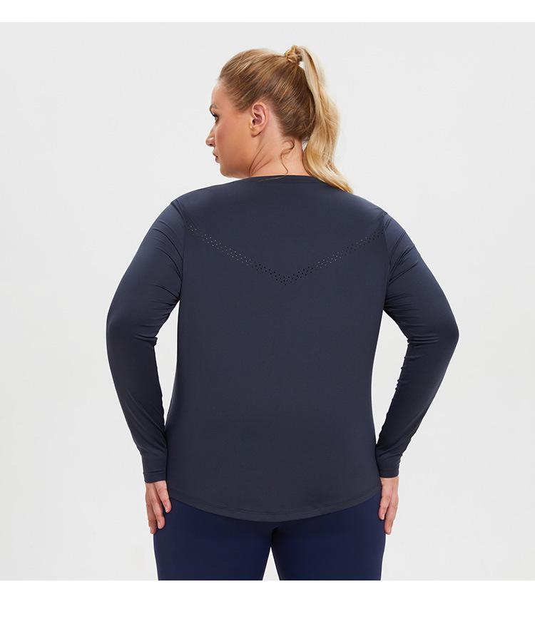 Plus Size Quick-Dry Mesh Long Sleeve Women's Yoga Running T-shirt