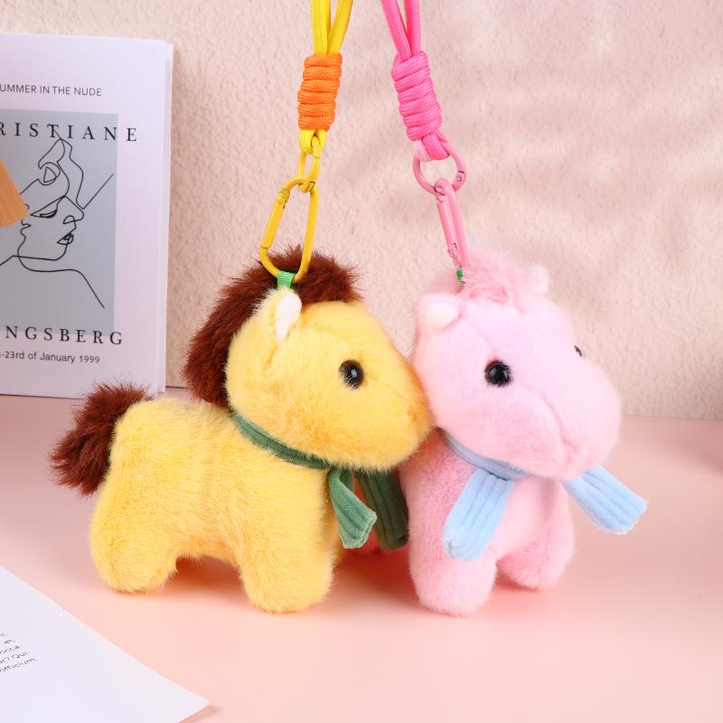 Cartoon Horse Stuffed Keychain Keyring Stuffed Pony Pendant Cute Soft Simulation Horse Keychain Room Decoration Doll