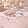2Pcs/Set Rose Golden Color Square Cut White Stone Wedding Ring Set Valentine's Day Jewelry Gifts