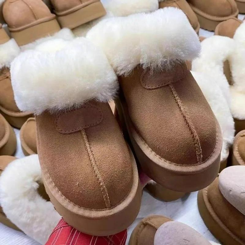 Women Slipper 2024 Selling New Furry Design Classic Winter Warm Botas Mujer Indoor Thick-soled Comfortable Open-toe Cotton Shoes