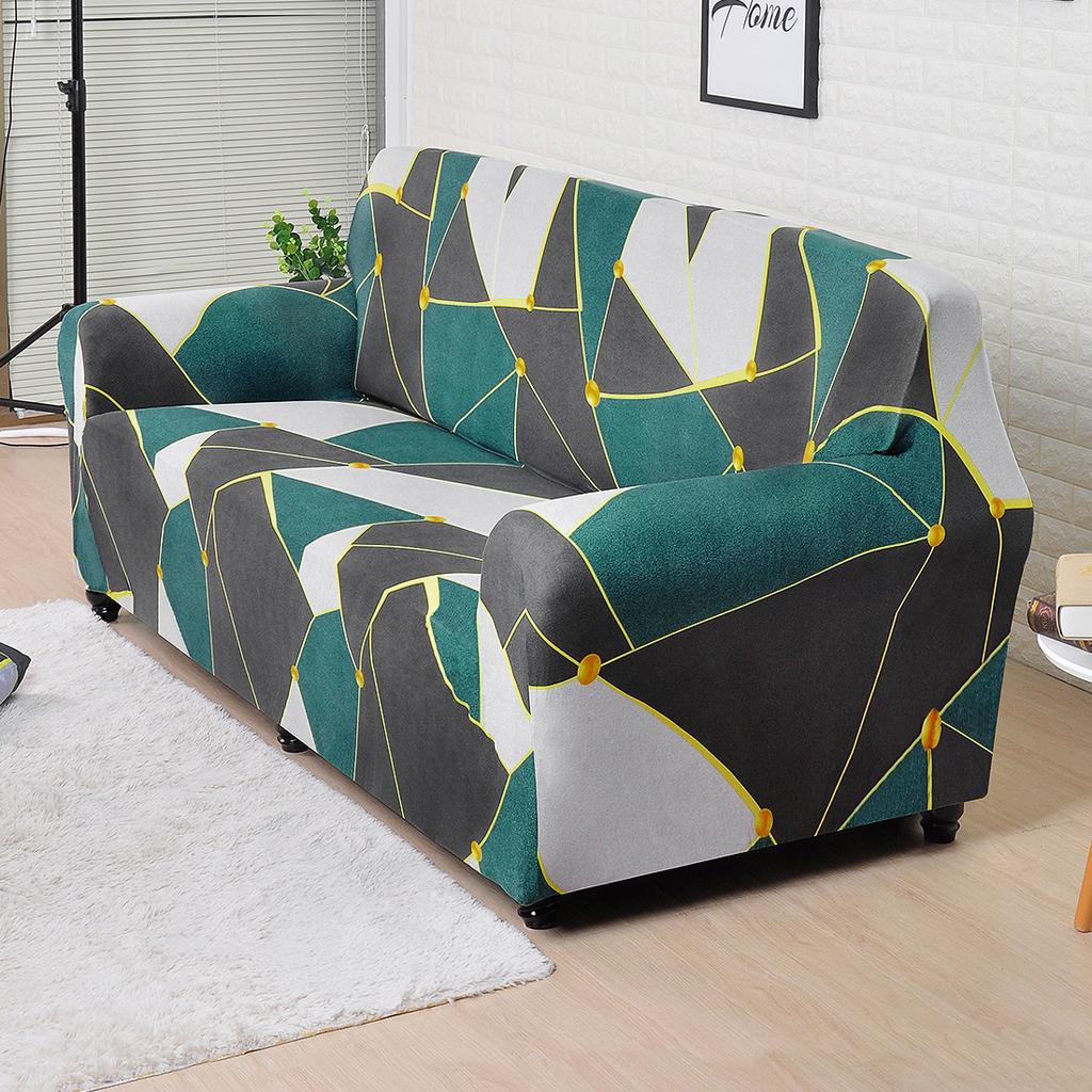 Capa de Sofá Estampada Geométrica Colorida Capas Elásticas Antisujeira Capa para Sofá Capa para Móveis de Sofá Toalha Envolvimento Total
