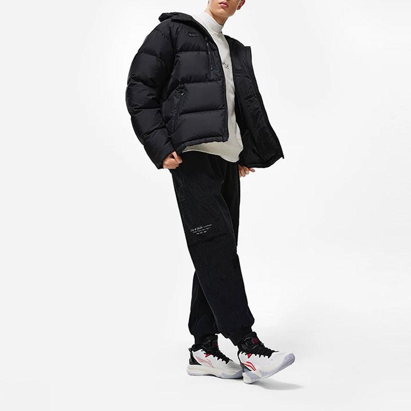 Li-Ning Wade Series Solid Color Hooded Water-Repellent Loose Short Down Jacket Men Outerwear Black AYMT155-1