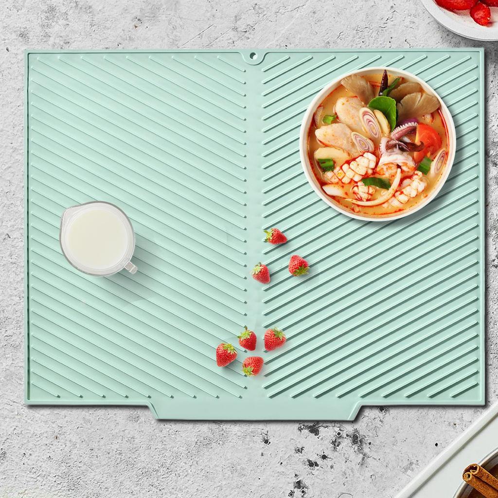 Silicone Dish Drying MatCollapsible Trifold Large Silicone Drying Mat Silicone Mats for Kitchen Counter Dish Drying Mat