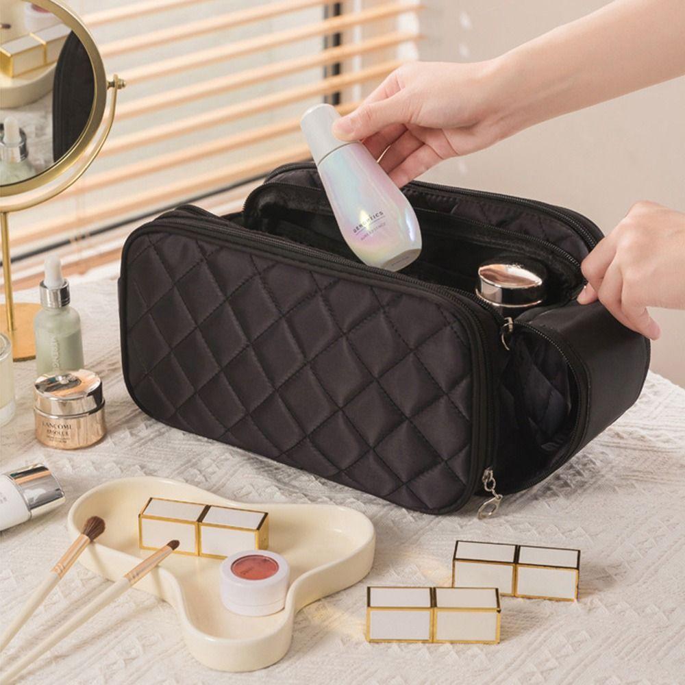 

Waterproof Ladies Makeup Handbag Large Capacity Shaving Kit Pouch Toiletries Organizer Women Black