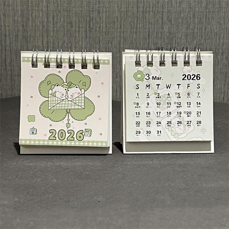 Glückskatze Themen 2026 Mini-Tischkalender Ins Style Dekoration Für Studenten Büro Schreibtisch Organizer Niedlicher Terminplaner