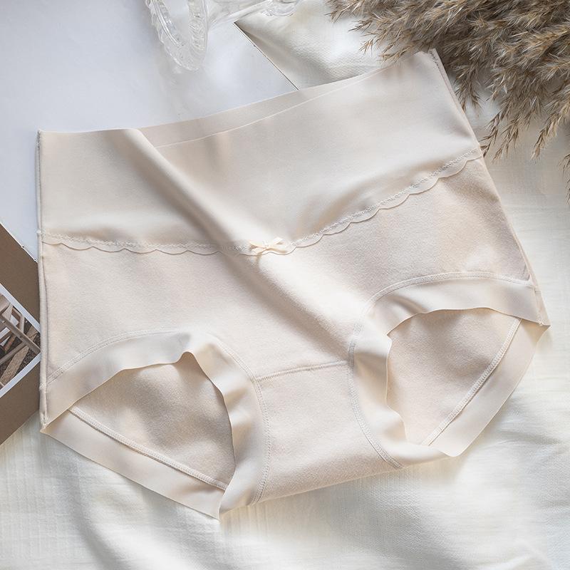 Women's Spring and Autumn New Pure Cotton High Waist Abdominal Non Mark Briefs