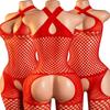 Reggiseni a Rete con Ampie Aperture Body Lingerie Erotica Senza Cavallo Calzamaglie Incrociate con Collo Appeso Set di Intimo in Rete Vuota