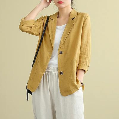 Versione in lino del cardigan sottile in cotone e lino con bottoni a maniche lunghe estivo da donna