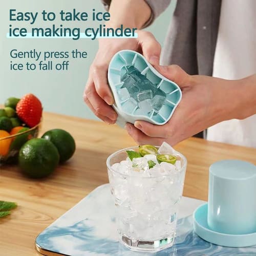 Silicone Ice Bucket Mold, 3D Cylindrical Ice Tray, Holds 60 or 40 1.3cm Ice Cubes, with Airtight Lid, Easy To Remove, Stress-Free, Small, Divided Ice,
