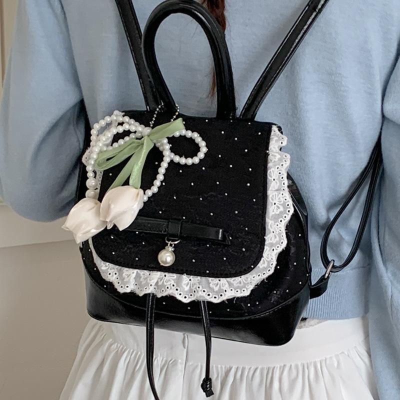 Schoolbag Korean Version of Fashionable Girl Style Portable Small Bag 1011 Spring New Lace High Value Backpack