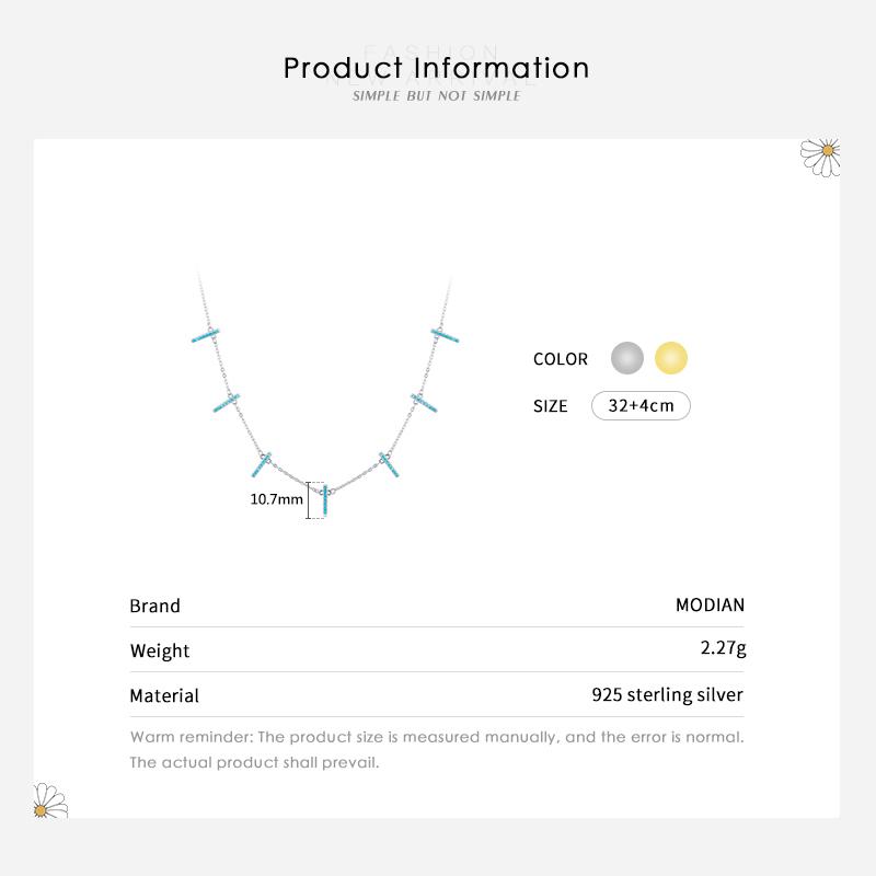 MODIAN Стерлингового серебра 925 пробы, винтажное очаровательное бирюзовое короткое колье-колье с геометрическим рисунком, цепочка для женщин, свадебные эффектные ювелирные изделия