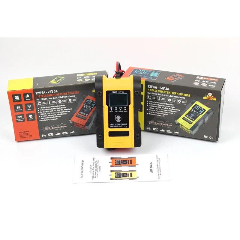 12V 24V nabíječka autobaterií 12V 6A nabíječka baterií údržba 7stupňové nabíjení autobaterie