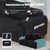 Modular Corduroy Sofa for 2 People, Vacuum-Packed, Includes Cup Holder and Side Storage Pocket. Ideal for Living Room and Family Room. Black