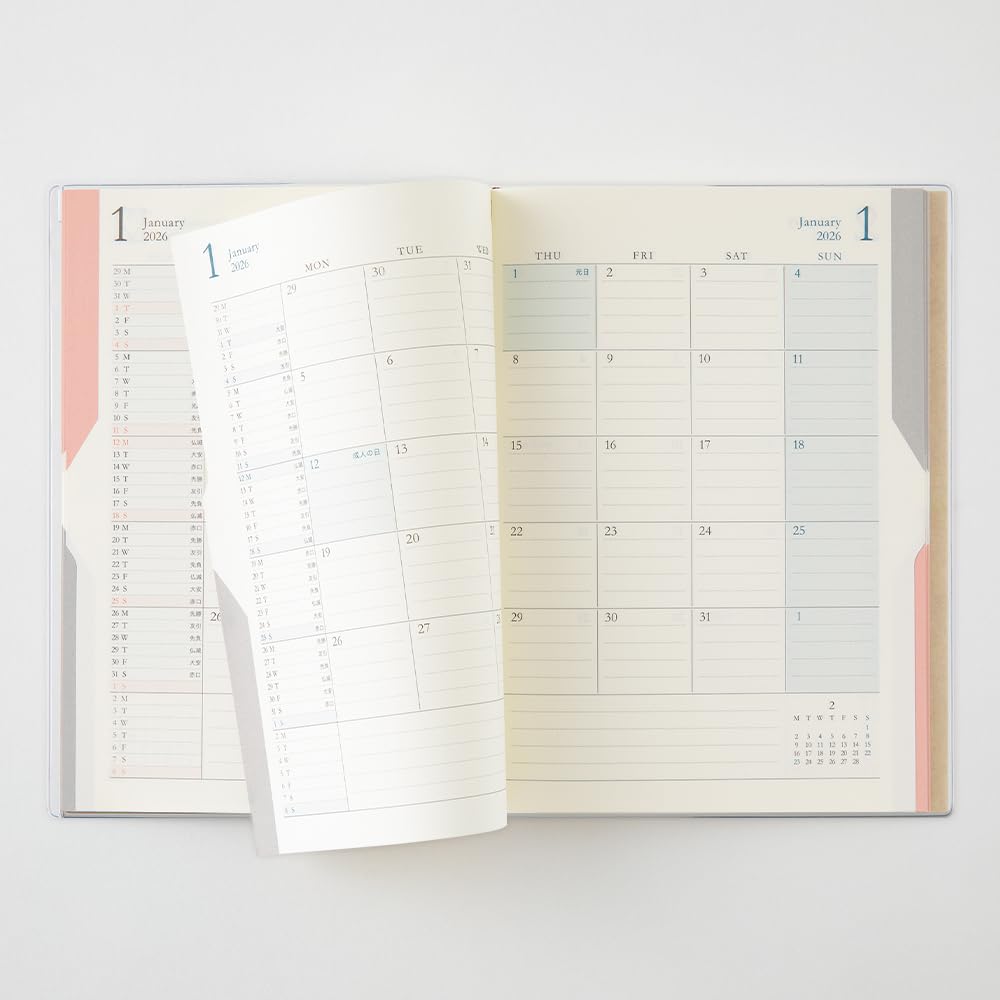 Midori Double Schedule Limited Bookmark 22382006 October Planner, 2026, B6, Monthly, Edition, Beige, Included, (Starts 2025)