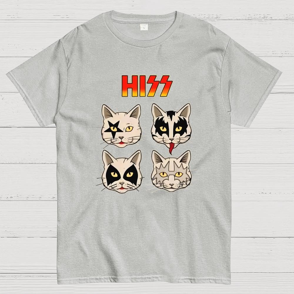 HISS – Vintage Funny Rock Cat Cotton Casual Cool Loose T-Shirt