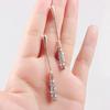 1 Pair Women Earrings Long Shiny Rhinestone Inlaid Column Shape Chain Drop Earrings Birthday Gift