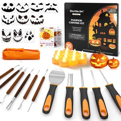 

Shuttle Art 35-Piece Carving Knife Set for Halloween Pumpkin Carving, Pumpkin Carving Kit, Lantern Making, Decorative Cutting, DIY Tools, Kids Gift
