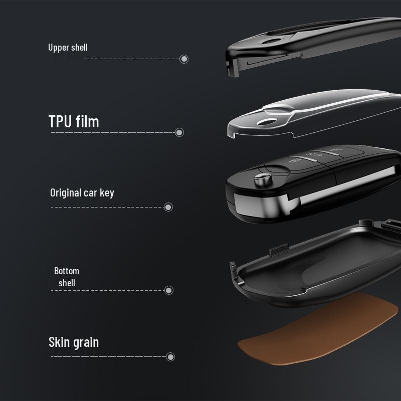 Baojun E100/200/310/530/360 Car Key Case - Metal and Leather Key Shell with Buckle