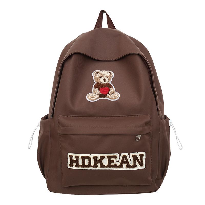 Women's Lightweight Large Capacity School Bag Bear Backpack Junior High School Student Backpack