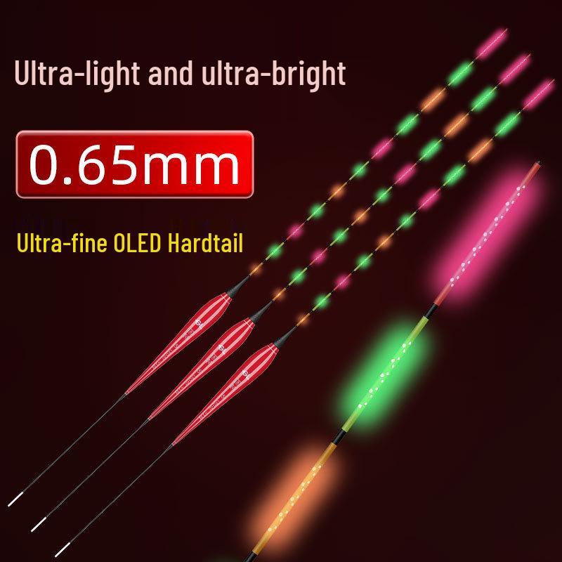 0.65mm Ultra-fine Diamond High-Brightness Hard Tail OLED Dual-Use Luminous Carp Float for Day/Night Fishing