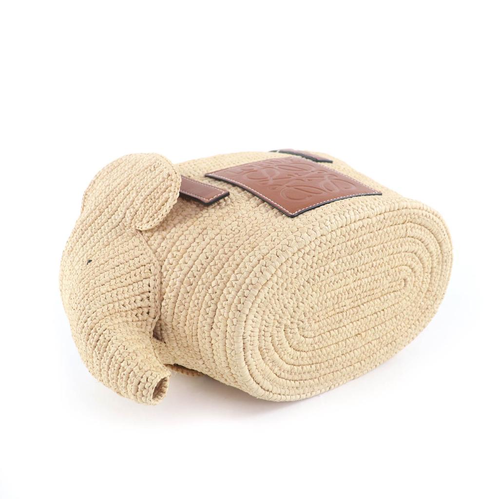 Pristine LOEWE Handbag Elephant Basket Small Raffia Women Used
