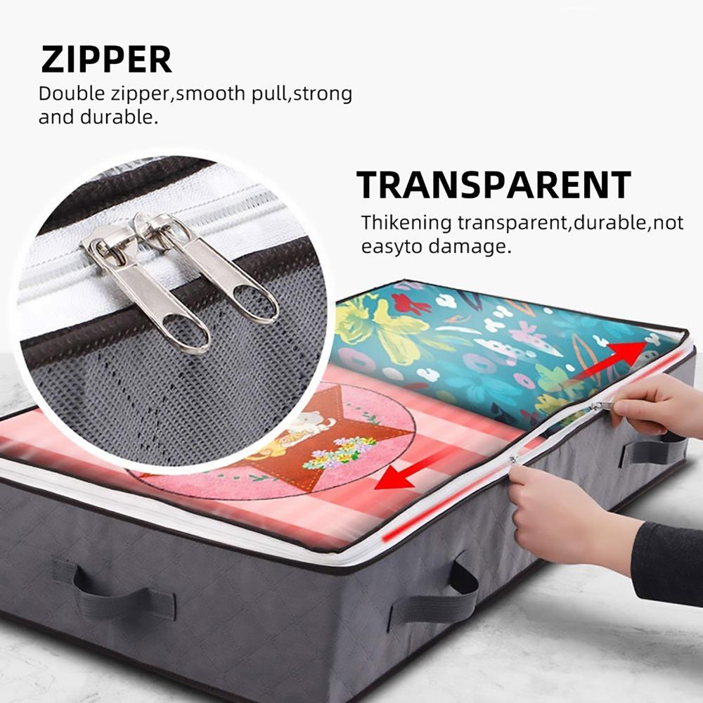 Foldable Underbed Storage Bag Non-Woven Fabric Storage Bins Storage Containers  For Comforter
